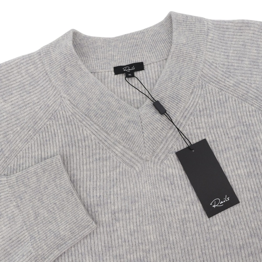 NEW Rails Cashmere Blend V-Neck Sweater Grey‎ Melange Ribbed Mens XL MSRP $228